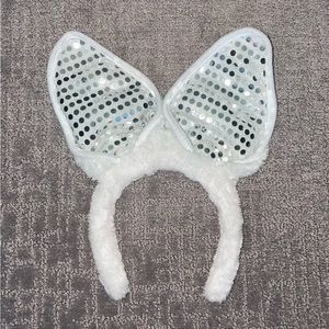 Costume White Furry Bunny Rabbit Ears Headband